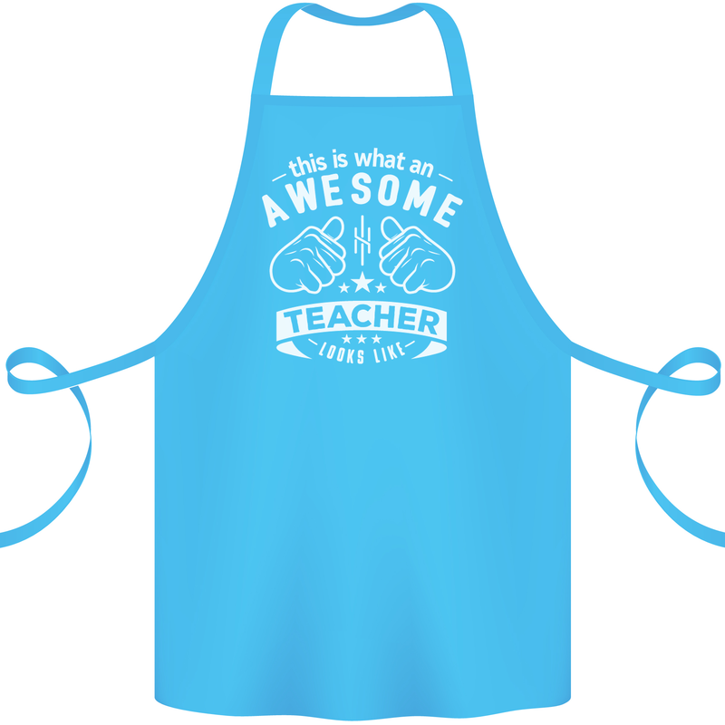 Awesome Teacher Looks Like Teaching Funny Cotton Apron 100% Organic Turquoise