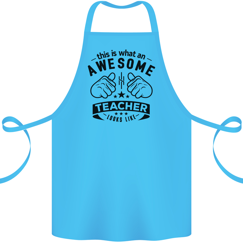 Awesome Teacher Looks Like Teaching Funny Cotton Apron 100% Organic Turquoise