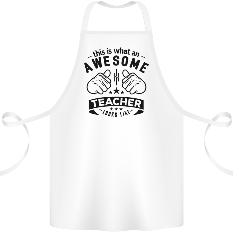 Awesome Teacher Looks Like Teaching Funny Cotton Apron 100% Organic White