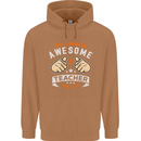 Awesome Teacher Looks Like Teaching Funny Mens 80% Cotton Hoodie Caramel Latte
