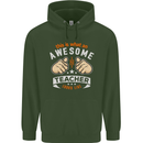 Awesome Teacher Looks Like Teaching Funny Mens 80% Cotton Hoodie Forest Green