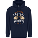 Awesome Teacher Looks Like Teaching Funny Mens 80% Cotton Hoodie Navy Blue