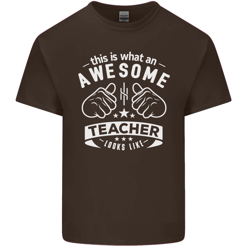 Awesome Teacher Looks Like Teaching Funny Mens Cotton T-Shirt Tee Top Dark Chocolate