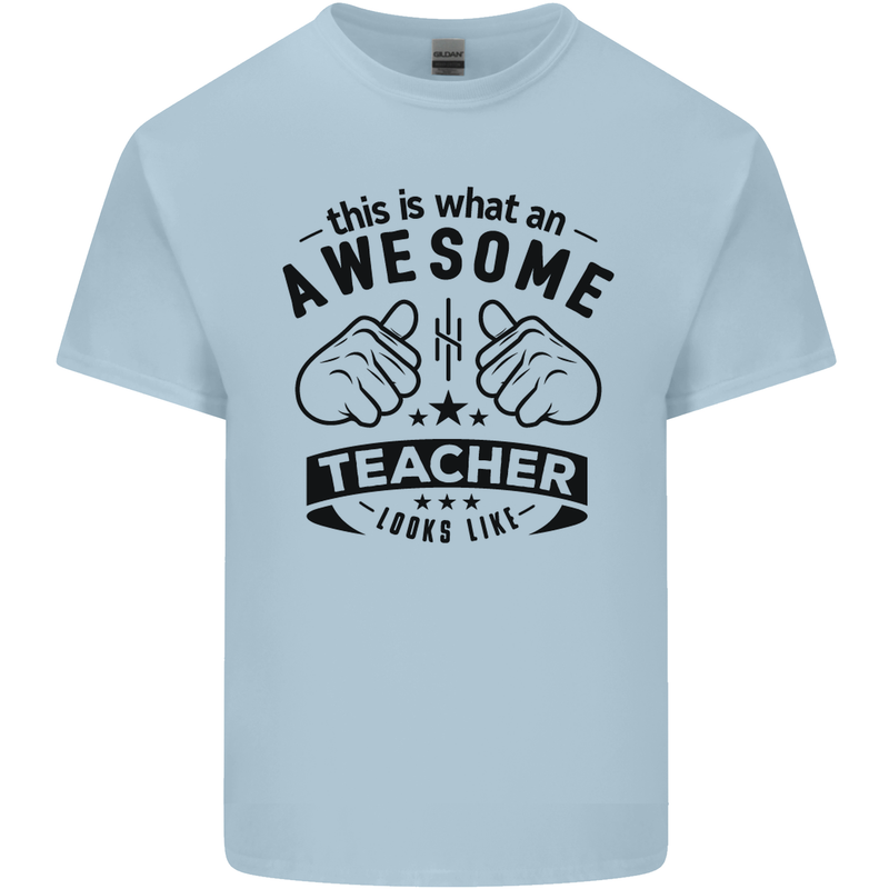 Awesome Teacher Looks Like Teaching Funny Mens Cotton T-Shirt Tee Top Light Blue