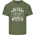 Awesome Teacher Looks Like Teaching Funny Mens Cotton T-Shirt Tee Top Military Green