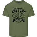 Awesome Teacher Looks Like Teaching Funny Mens Cotton T-Shirt Tee Top Military Green
