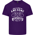 Awesome Teacher Looks Like Teaching Funny Mens Cotton T-Shirt Tee Top Purple