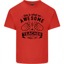 Awesome Teacher Looks Like Teaching Funny Mens Cotton T-Shirt Tee Top Red