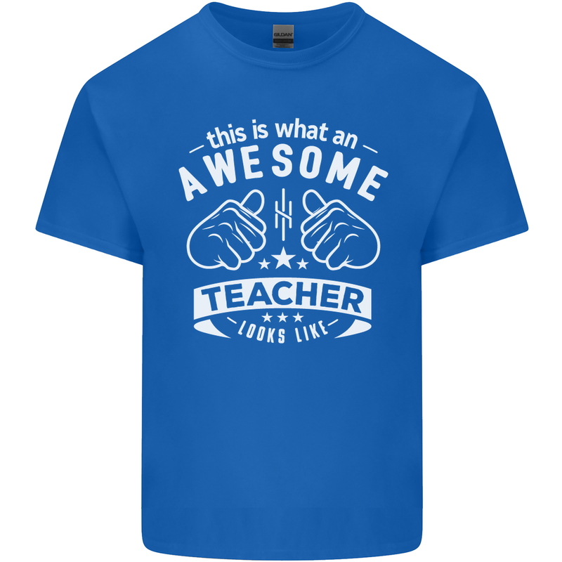 Awesome Teacher Looks Like Teaching Funny Mens Cotton T-Shirt Tee Top Royal Blue
