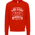 Awesome Teacher Looks Like Teaching Funny Mens Sweatshirt Jumper Bright Red