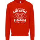 Awesome Teacher Looks Like Teaching Funny Mens Sweatshirt Jumper Bright Red