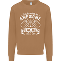 Awesome Teacher Looks Like Teaching Funny Mens Sweatshirt Jumper Caramel Latte
