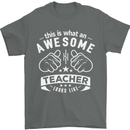 Awesome Teacher Looks Like Teaching Funny Mens T-Shirt Cotton Gildan Charcoal