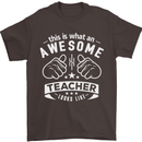 Awesome Teacher Looks Like Teaching Funny Mens T-Shirt Cotton Gildan Dark Chocolate