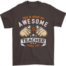 Awesome Teacher Looks Like Teaching Funny Mens T-Shirt Cotton Gildan Dark Chocolate