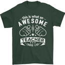 Awesome Teacher Looks Like Teaching Funny Mens T-Shirt Cotton Gildan Forest Green