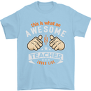 Awesome Teacher Looks Like Teaching Funny Mens T-Shirt Cotton Gildan Light Blue