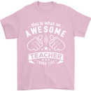 Awesome Teacher Looks Like Teaching Funny Mens T-Shirt Cotton Gildan Light Pink