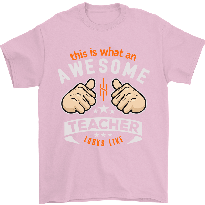 Awesome Teacher Looks Like Teaching Funny Mens T-Shirt Cotton Gildan Light Pink
