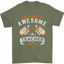 Awesome Teacher Looks Like Teaching Funny Mens T-Shirt Cotton Gildan Military Green