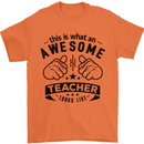 Awesome Teacher Looks Like Teaching Funny Mens T-Shirt Cotton Gildan Orange