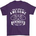 Awesome Teacher Looks Like Teaching Funny Mens T-Shirt Cotton Gildan Purple