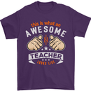 Awesome Teacher Looks Like Teaching Funny Mens T-Shirt Cotton Gildan Purple