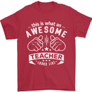 Awesome Teacher Looks Like Teaching Funny Mens T-Shirt Cotton Gildan Red