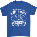 Awesome Teacher Looks Like Teaching Funny Mens T-Shirt Cotton Gildan Royal Blue