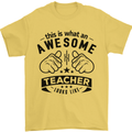 Awesome Teacher Looks Like Teaching Funny Mens T-Shirt Cotton Gildan Yellow