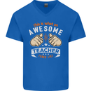 Awesome Teacher Looks Like Teaching Funny Mens V-Neck Cotton T-Shirt Royal Blue