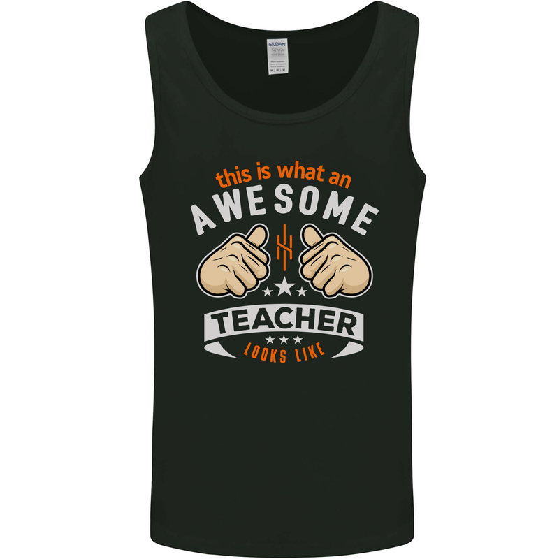 Awesome Teacher Looks Like Teaching Funny Mens Vest Tank Top Black