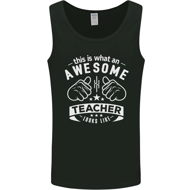 Awesome Teacher Looks Like Teaching Funny Mens Vest Tank Top Black
