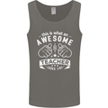 Awesome Teacher Looks Like Teaching Funny Mens Vest Tank Top Charcoal