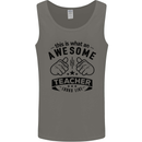 Awesome Teacher Looks Like Teaching Funny Mens Vest Tank Top Charcoal
