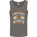 Awesome Teacher Looks Like Teaching Funny Mens Vest Tank Top Charcoal