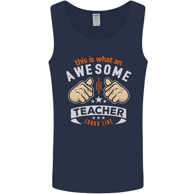 Awesome Teacher Looks Like Teaching Funny Mens Vest Tank Top Navy Blue