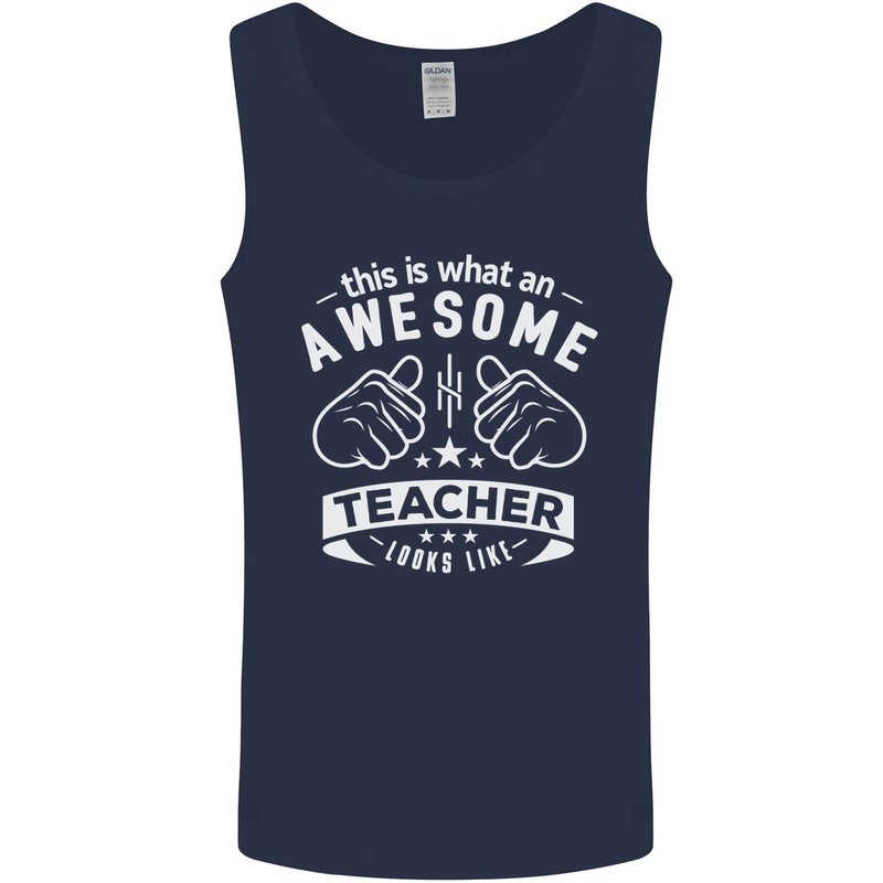 Awesome Teacher Looks Like Teaching Funny Mens Vest Tank Top Navy Blue