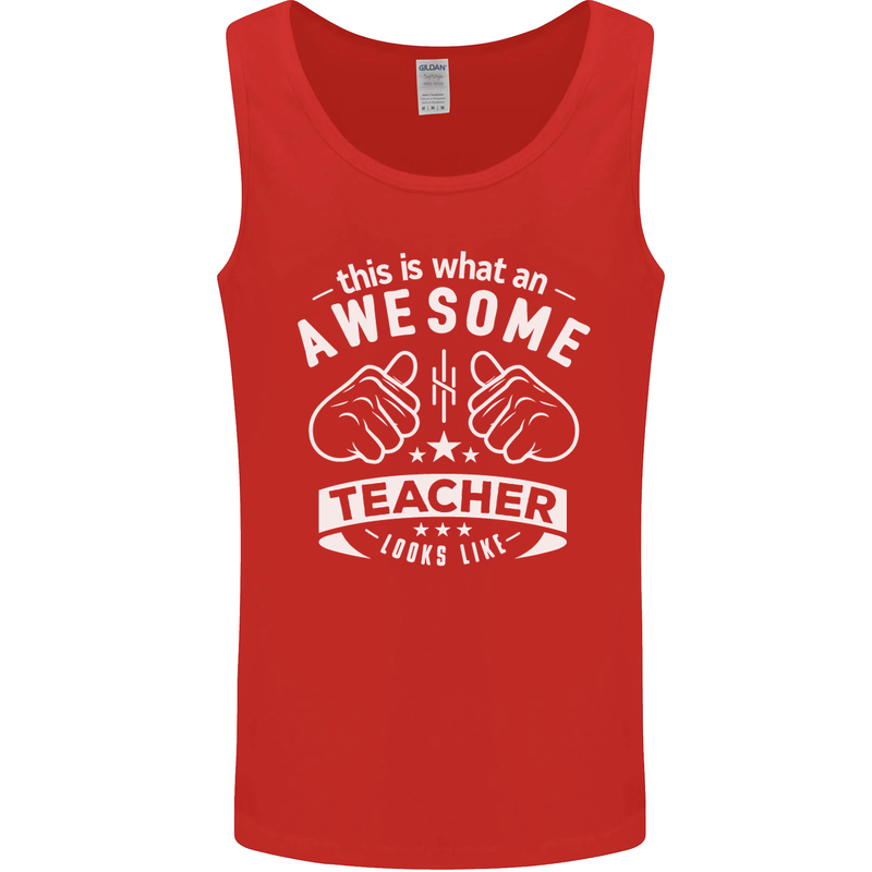 Awesome Teacher Looks Like Teaching Funny Mens Vest Tank Top Red