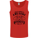 Awesome Teacher Looks Like Teaching Funny Mens Vest Tank Top Red