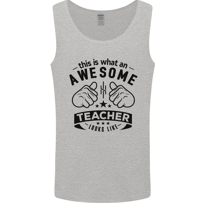 Awesome Teacher Looks Like Teaching Funny Mens Vest Tank Top Sports Grey