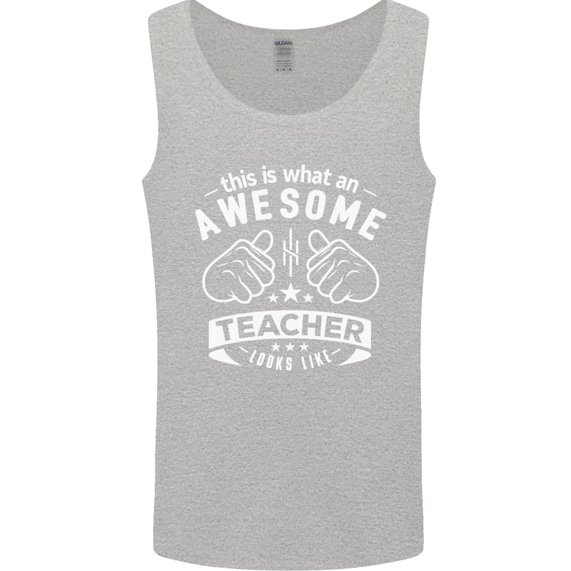Awesome Teacher Looks Like Teaching Funny Mens Vest Tank Top Sports Grey