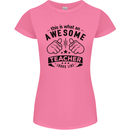 Awesome Teacher Looks Like Teaching Funny Womens Petite Cut T-Shirt Azalea