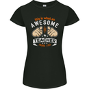 Awesome Teacher Looks Like Teaching Funny Womens Petite Cut T-Shirt Black