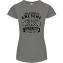 Awesome Teacher Looks Like Teaching Funny Womens Petite Cut T-Shirt Charcoal