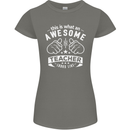 Awesome Teacher Looks Like Teaching Funny Womens Petite Cut T-Shirt Charcoal