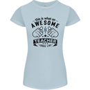 Awesome Teacher Looks Like Teaching Funny Womens Petite Cut T-Shirt Light Blue