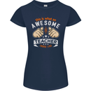Awesome Teacher Looks Like Teaching Funny Womens Petite Cut T-Shirt Navy Blue