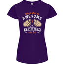 Awesome Teacher Looks Like Teaching Funny Womens Petite Cut T-Shirt Purple