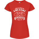 Awesome Teacher Looks Like Teaching Funny Womens Petite Cut T-Shirt Red